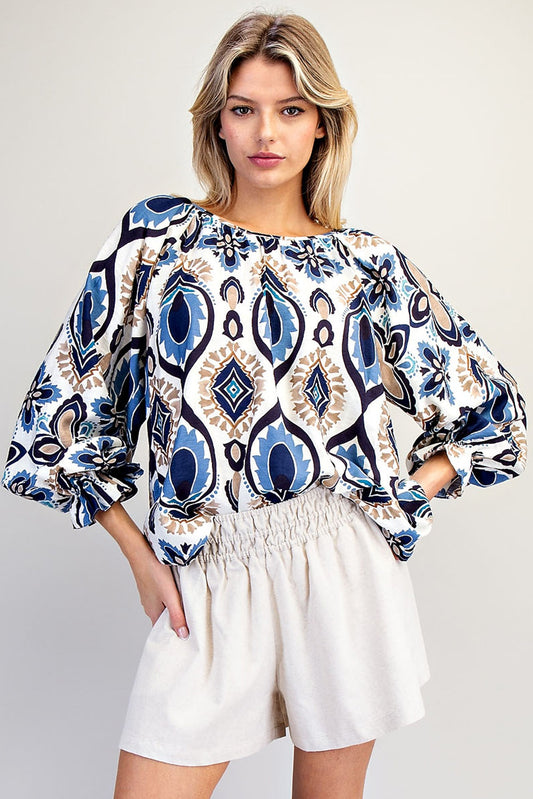 Long Sleeve Printed Blouse