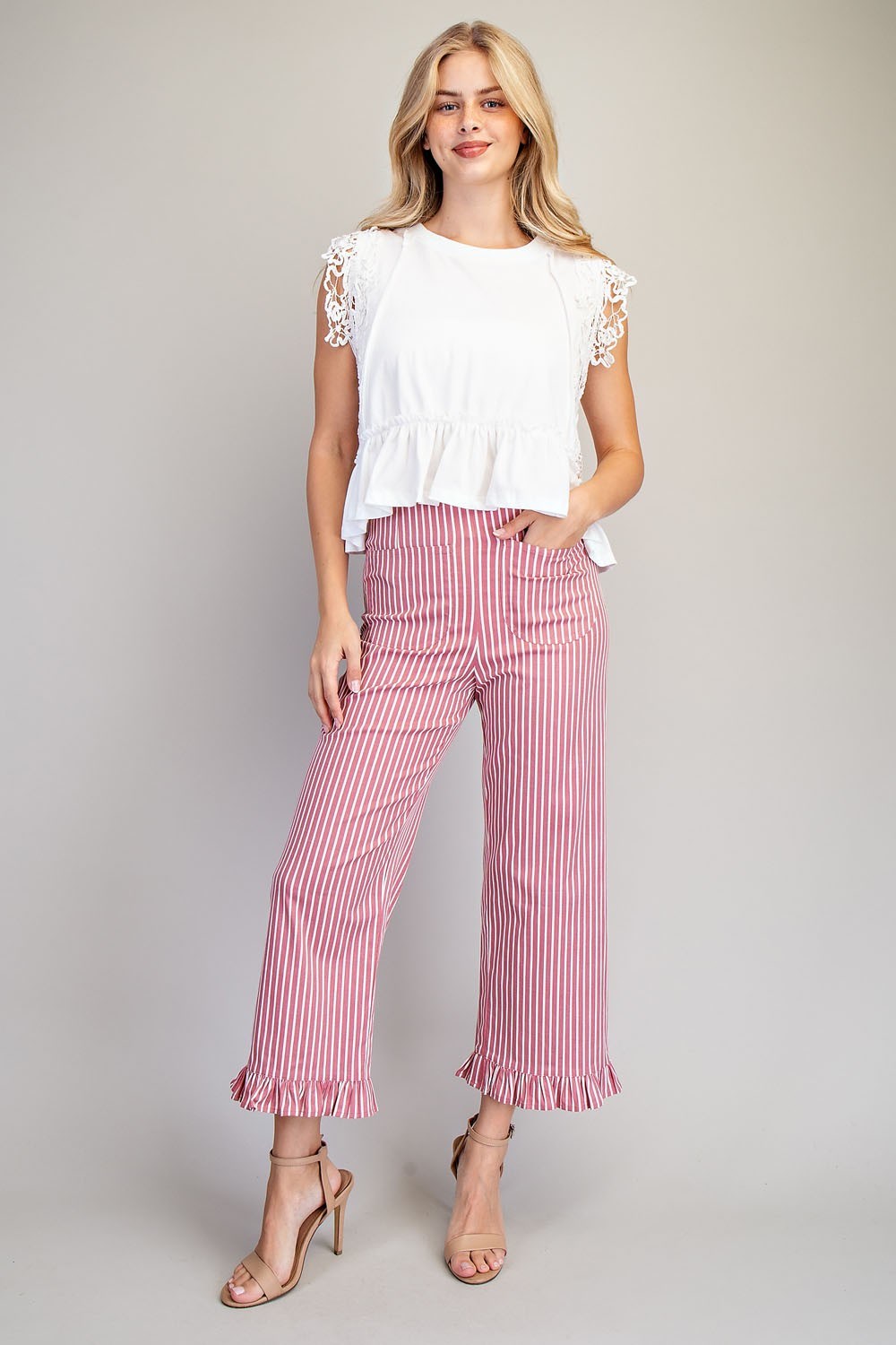 Ruffle Hem Straight Leg