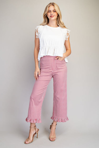 Ruffle Hem Straight Leg