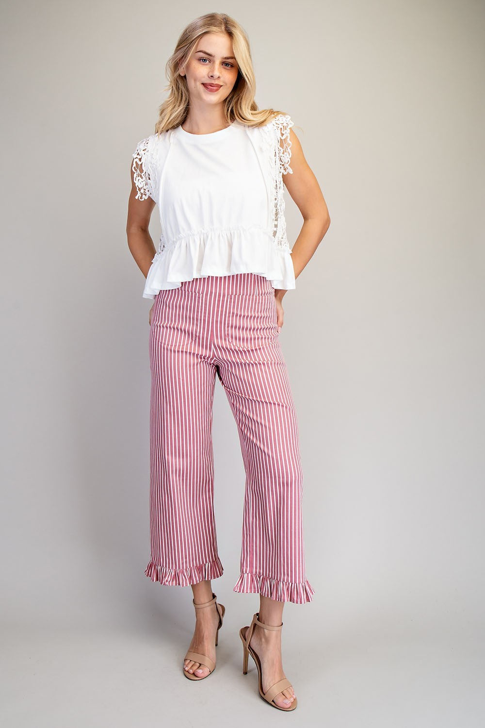 Ruffle Hem Straight Leg