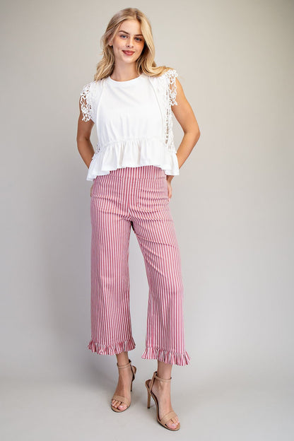 Ruffle Hem Straight Leg