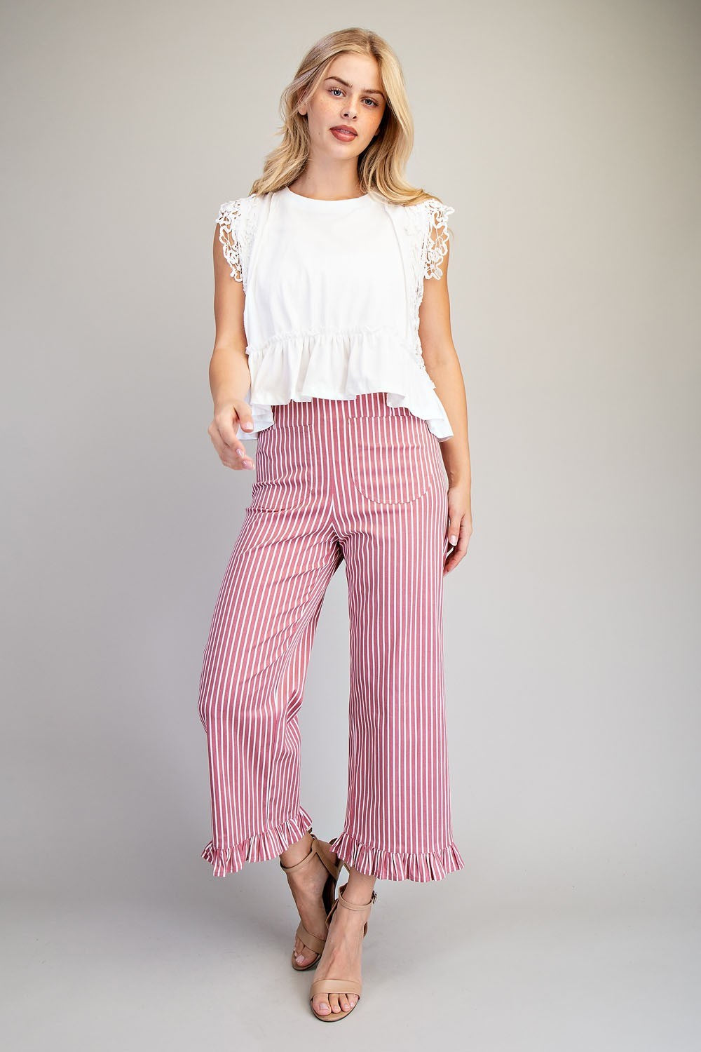 Ruffle Hem Straight Leg