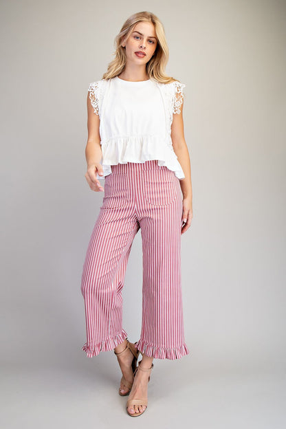 Ruffle Hem Straight Leg