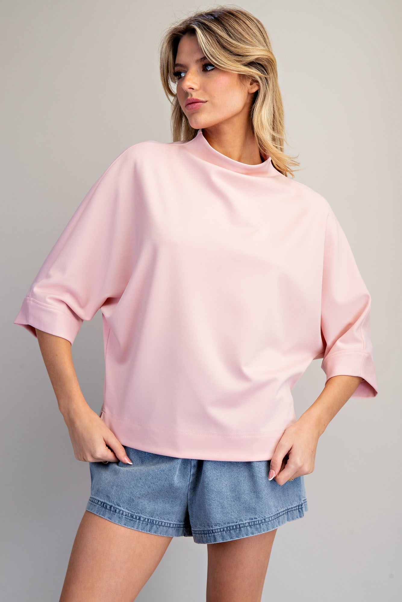 Mock Neck Half Sleeve Top