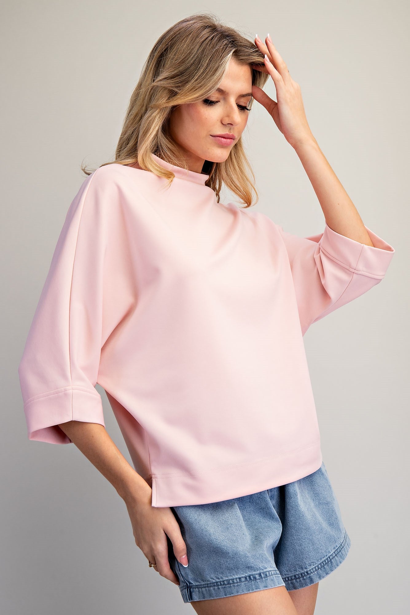 Mock Neck Half Sleeve Top