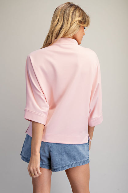 Mock Neck Half Sleeve Top