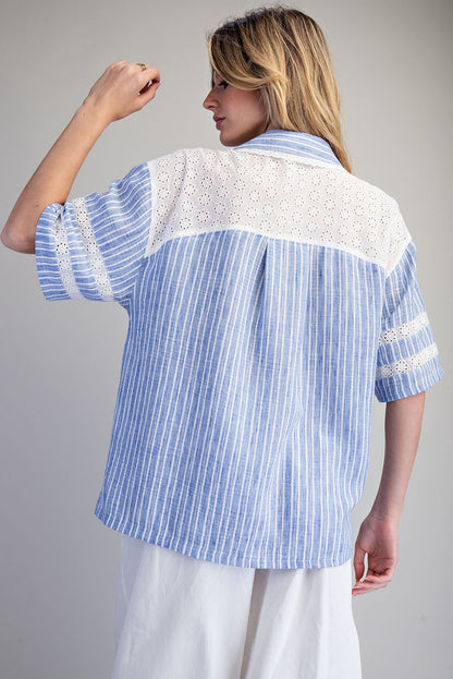 Lace Stripe Button Down