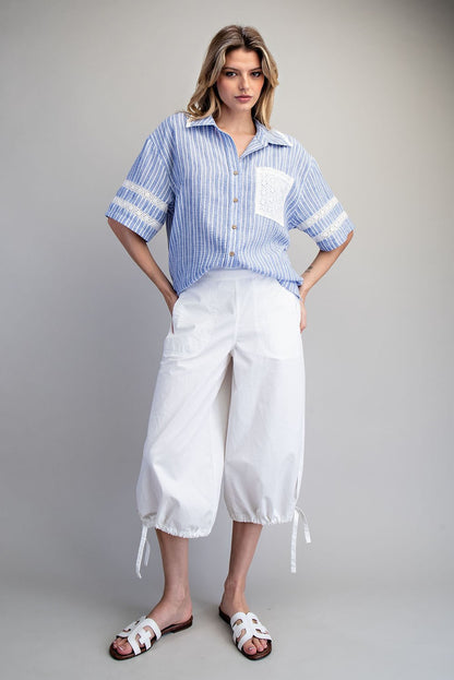 Lace Stripe Button Down