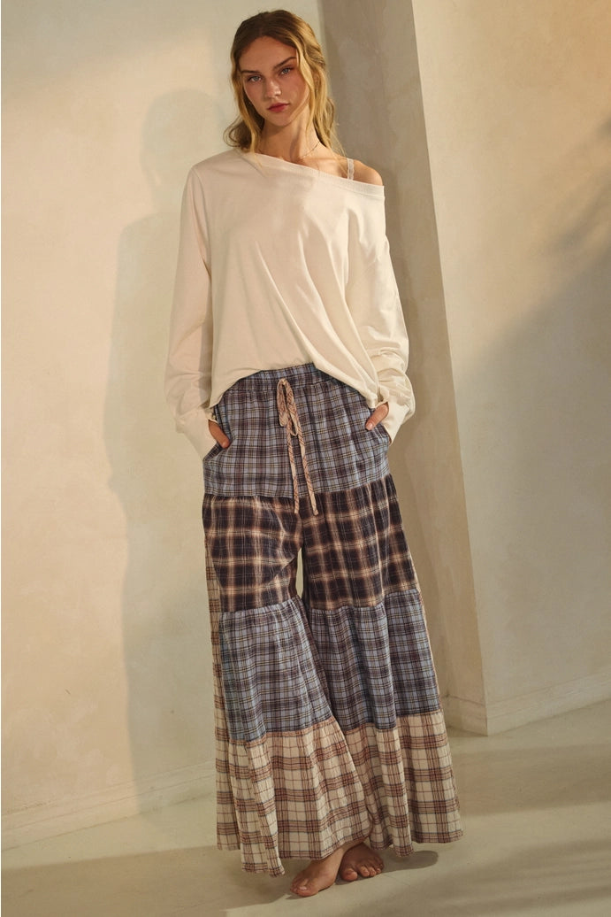 Drawstring Patchwork Pants