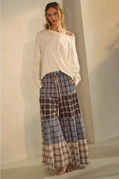 Drawstring Patchwork Pants