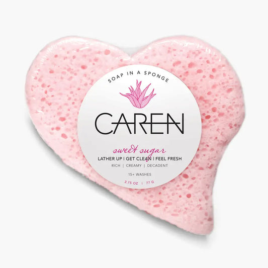 Sweet Sugar Pink Heart Soap in A Sponge | For Valentines Day