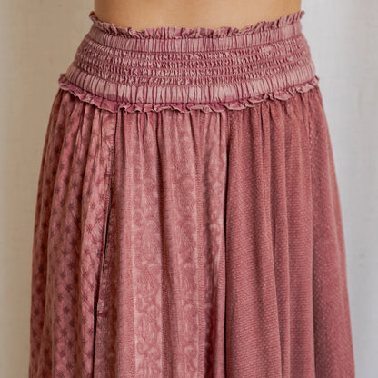 Rustic Smocked Maxi Skirt