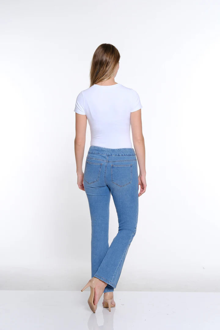 Pintuck Flare Leg Jeans