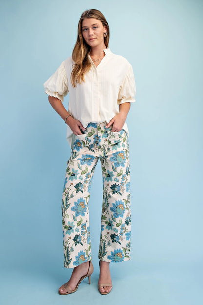 Cropped Ankle Floral Pants