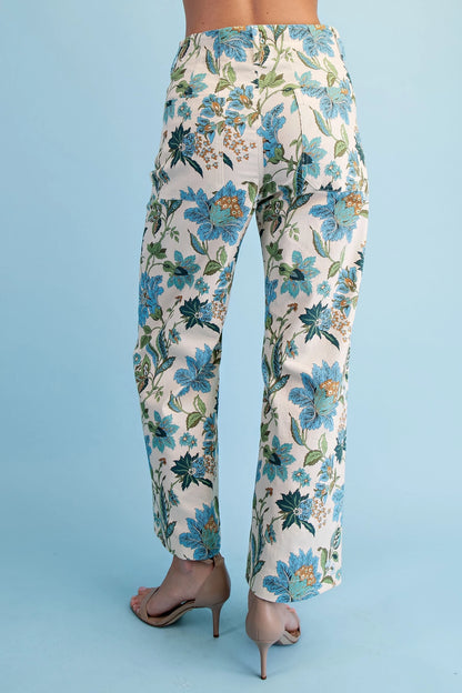 Cropped Ankle Floral Pants