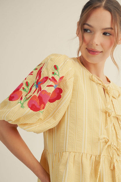 Gingham Peplum Blouse