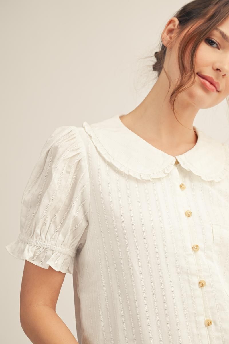 Cotton Peter Pan Ruffle Top