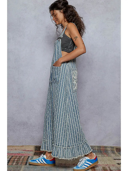 Embroidered Twill Overalls