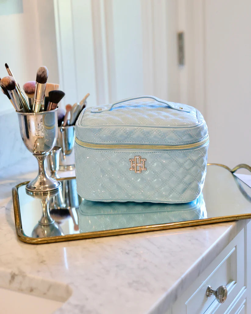 Hampton Train Case in Light Blue Patent