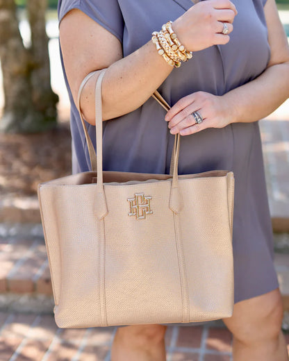 Heath Tote Bag in Woven Gold