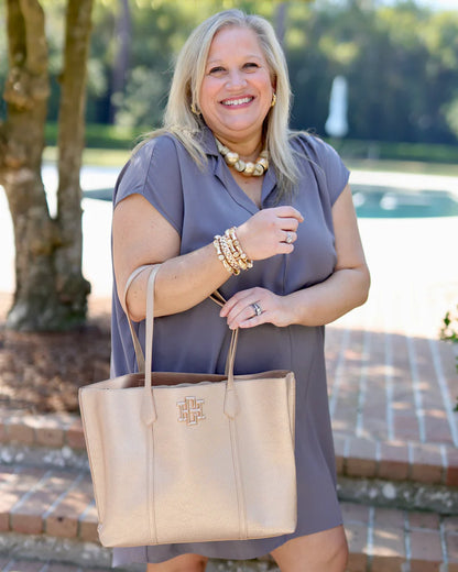 Heath Tote Bag in Woven Gold