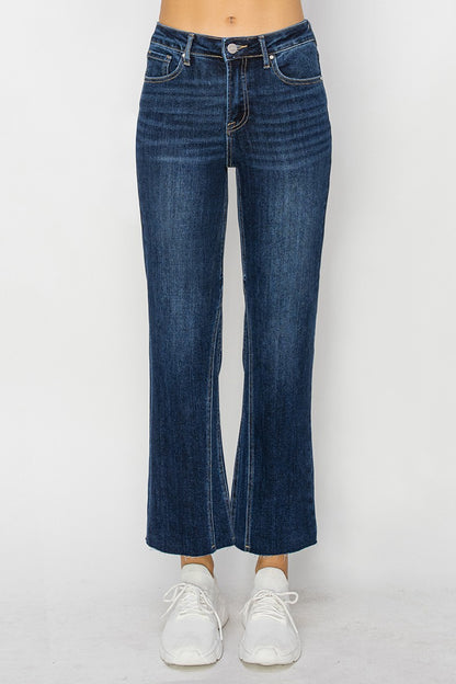 Dark Wash Crop Flare Jeans