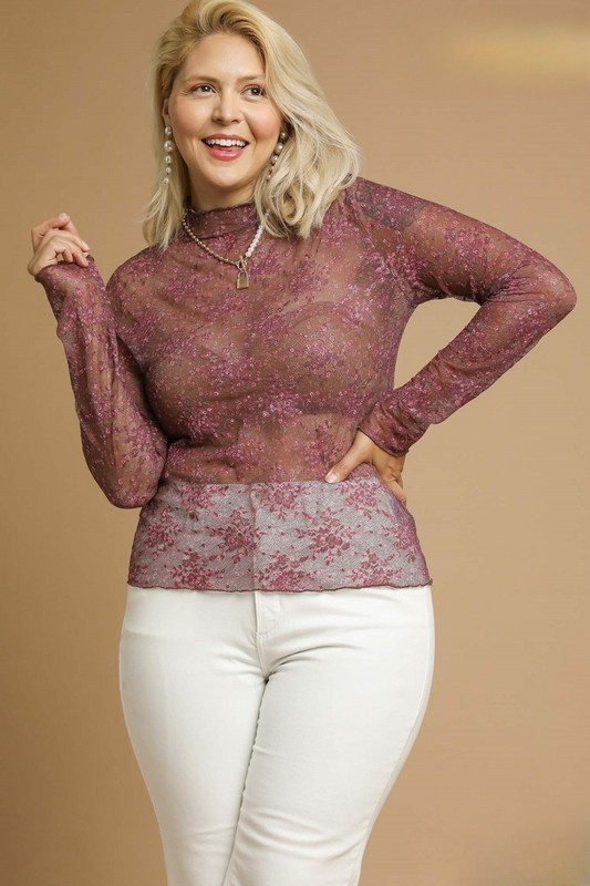 Mesh Floral Long Sleeve