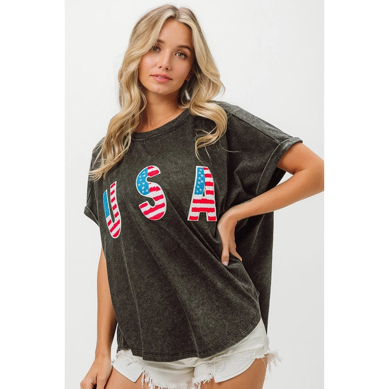 USA Letter Vintage Washed Top