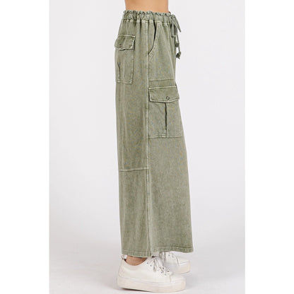 Washed French Terry Cargo Wide Leg