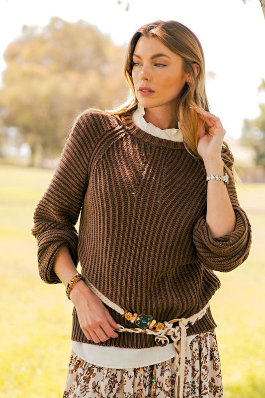 Wide Ribbed Knit Sweater