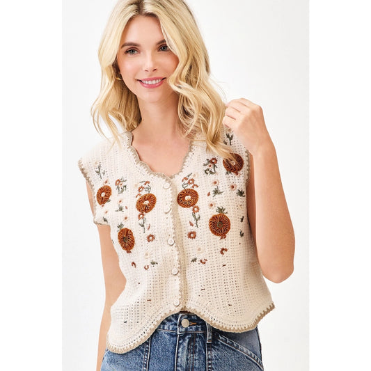 Floral Crochet Vest