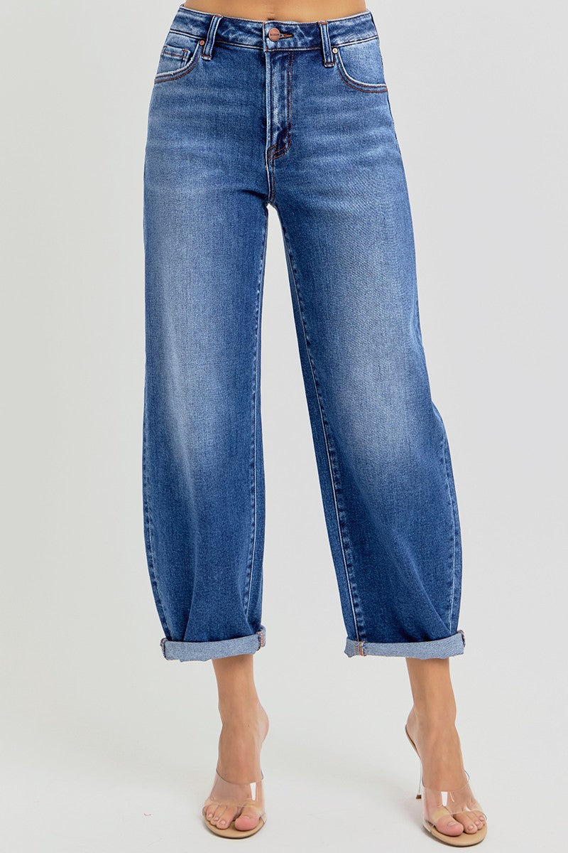 High Rise Crop Barrel Jeans