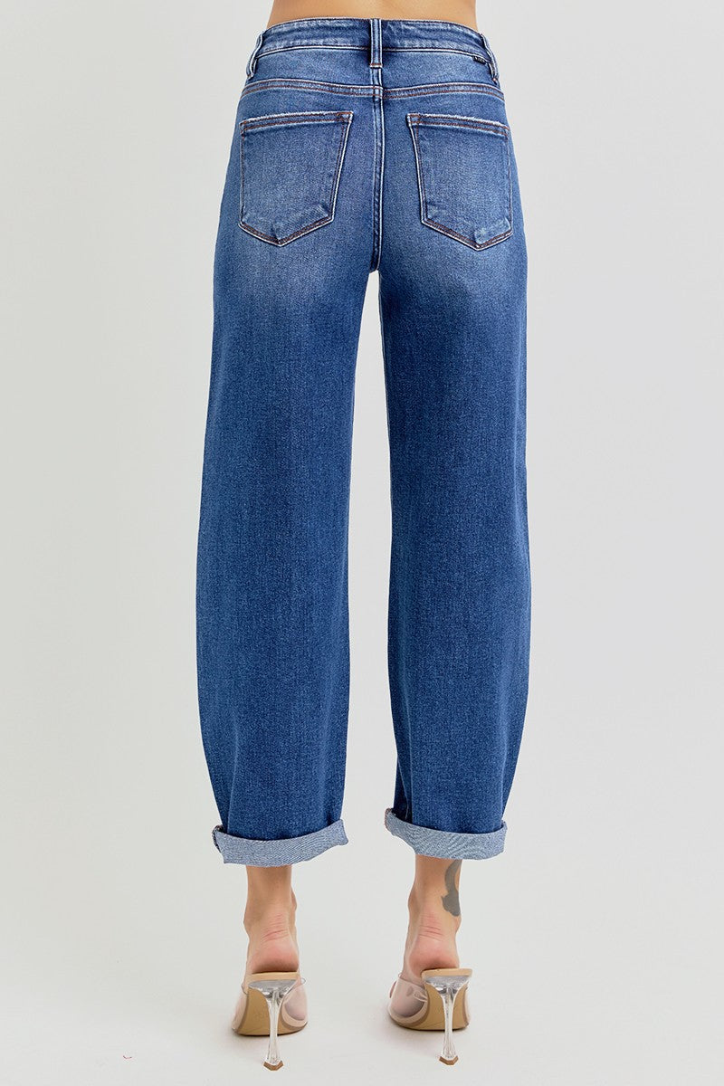 High Rise Crop Barrel Jeans