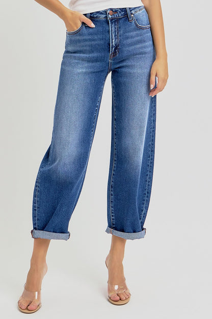 High Rise Crop Barrel Jeans