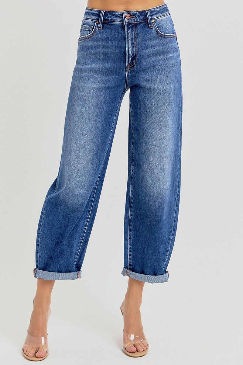 High Rise Crop Barrel Jeans