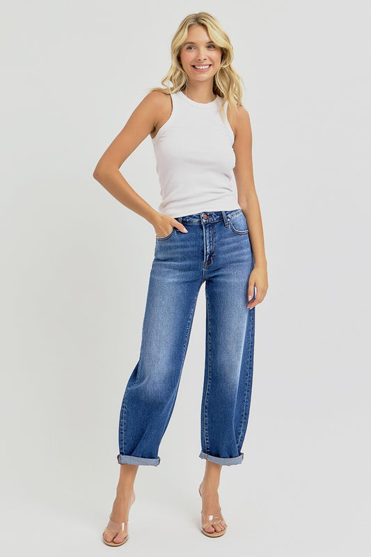 High Rise Crop Barrel Jeans