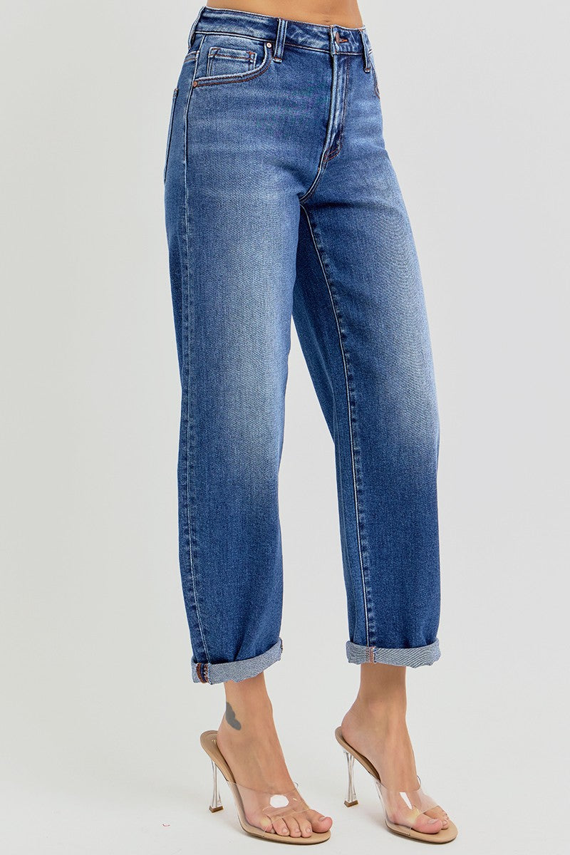 High Rise Crop Barrel Jeans