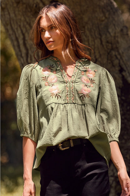 Textured Floral Blouse