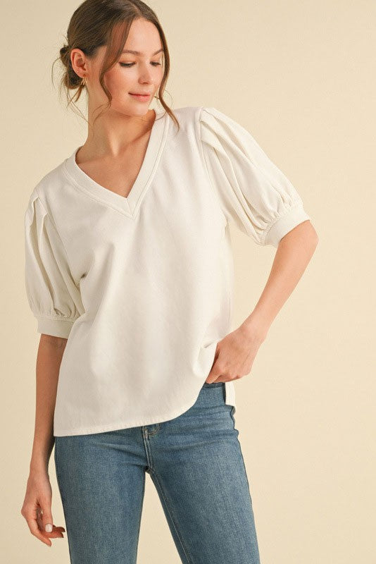 Cotton V-Neck Blouse