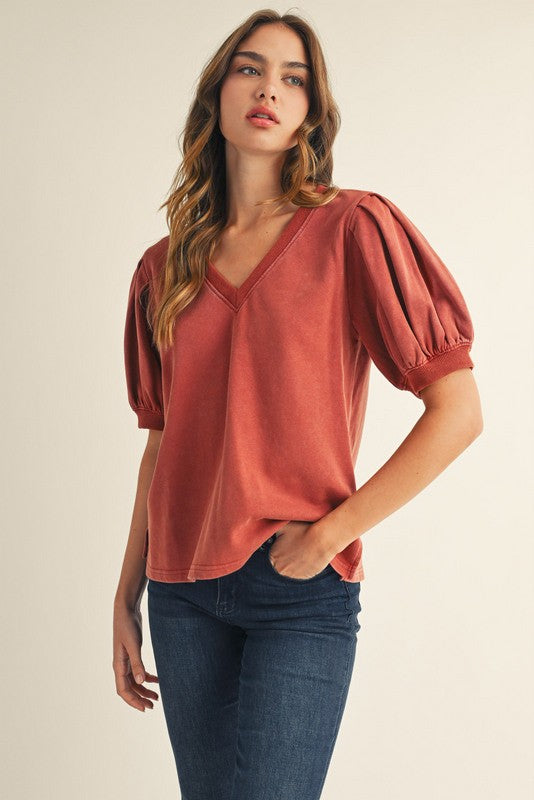 Cotton V-Neck Blouse