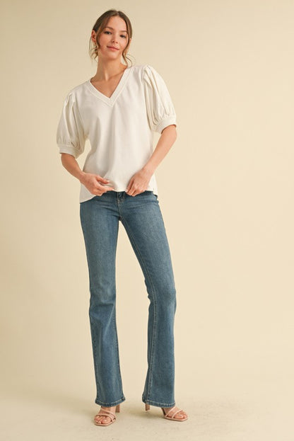 Cotton V-Neck Blouse