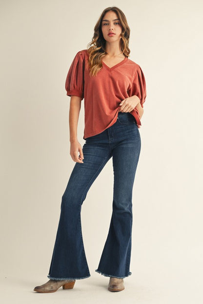 Cotton V-Neck Blouse