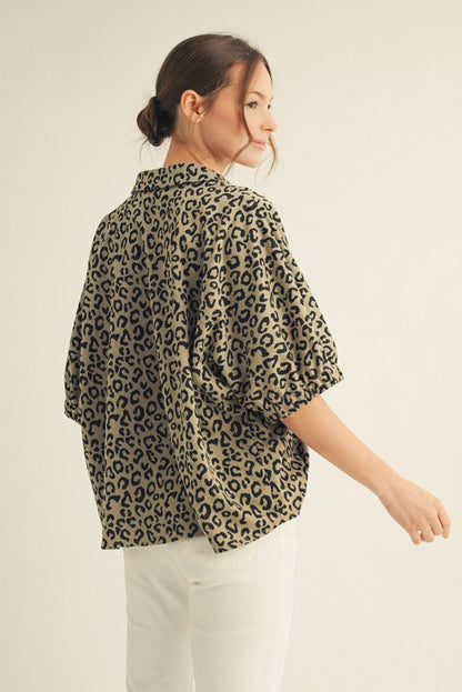 Leopard Drop Shoulder Blouse