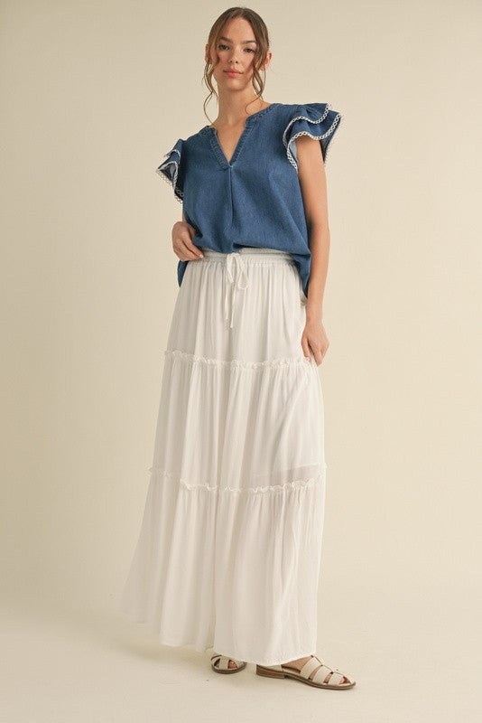 Eyelet Denim Blouse