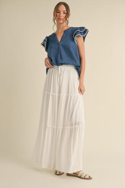 Eyelet Denim Blouse