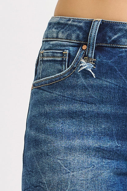High Rise Crop Boyfriend Cufffed Jeans
