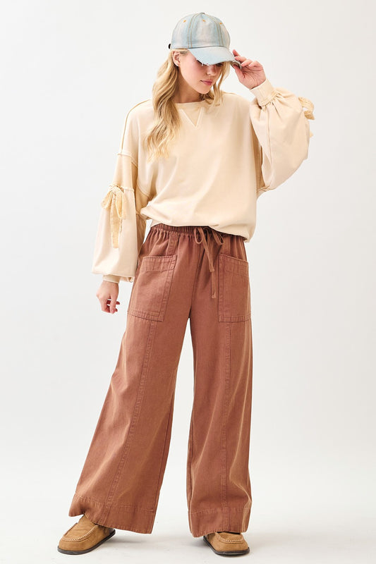 Wide Leg Twill Pants