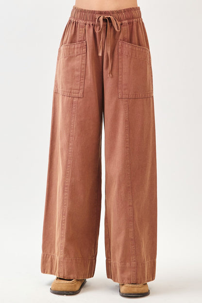 Wide Leg Twill Pants