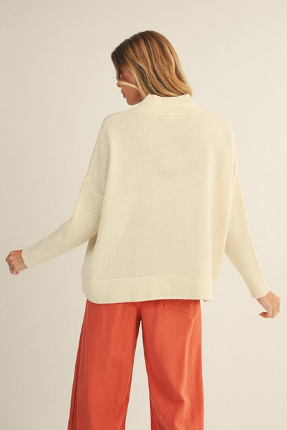Drop Shoulder V-Neck Sweater