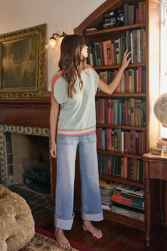 Comfort Stretch Wide Leg Cuff Jeans